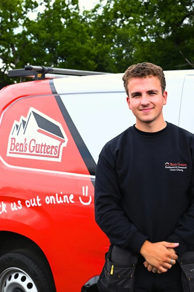 Our local gutter cleaner in Essex standing beside company vehicle