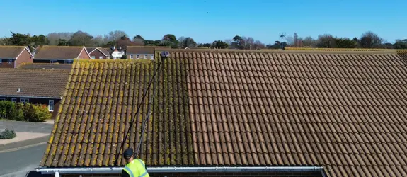 Roof cleaning a healthcare centre in Essex